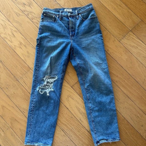 Madewell jeans, medium blue with distressing - Picture 5 of 7